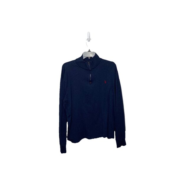Polo Ralph Lauren Navy Blue/Red Lightweight Sweater Quarter Zip Mens XL - Picture 1 of 6